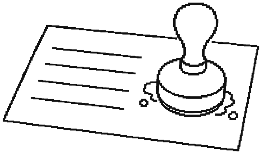 A rubber stamp pressed onto a sheet of paper